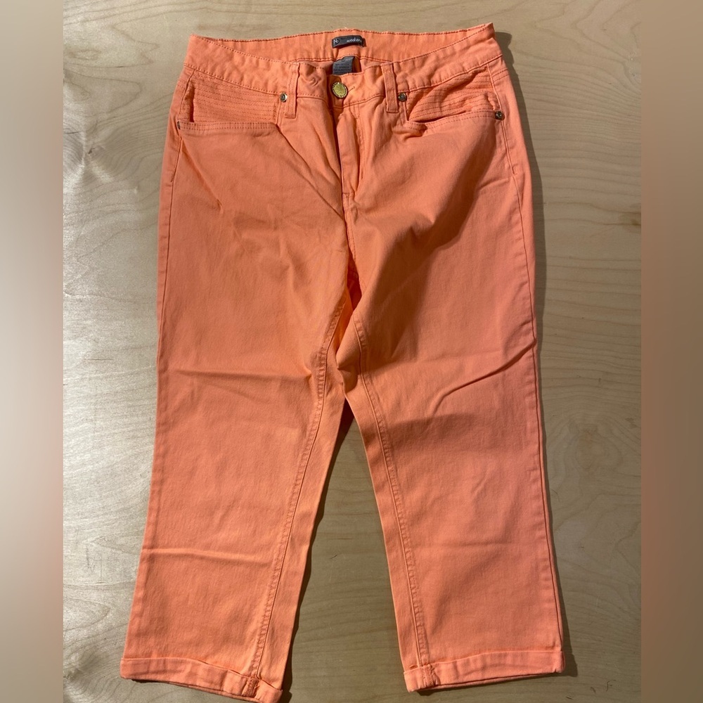 New Directions Vibrant Orange Cropped Pants 12 (QJ) - Picture 2 of 7
